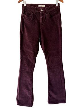 Levi's 725 High Rise Boot Cut Corduroy Jeans Maroon Red Womens 28 Stretch Retro